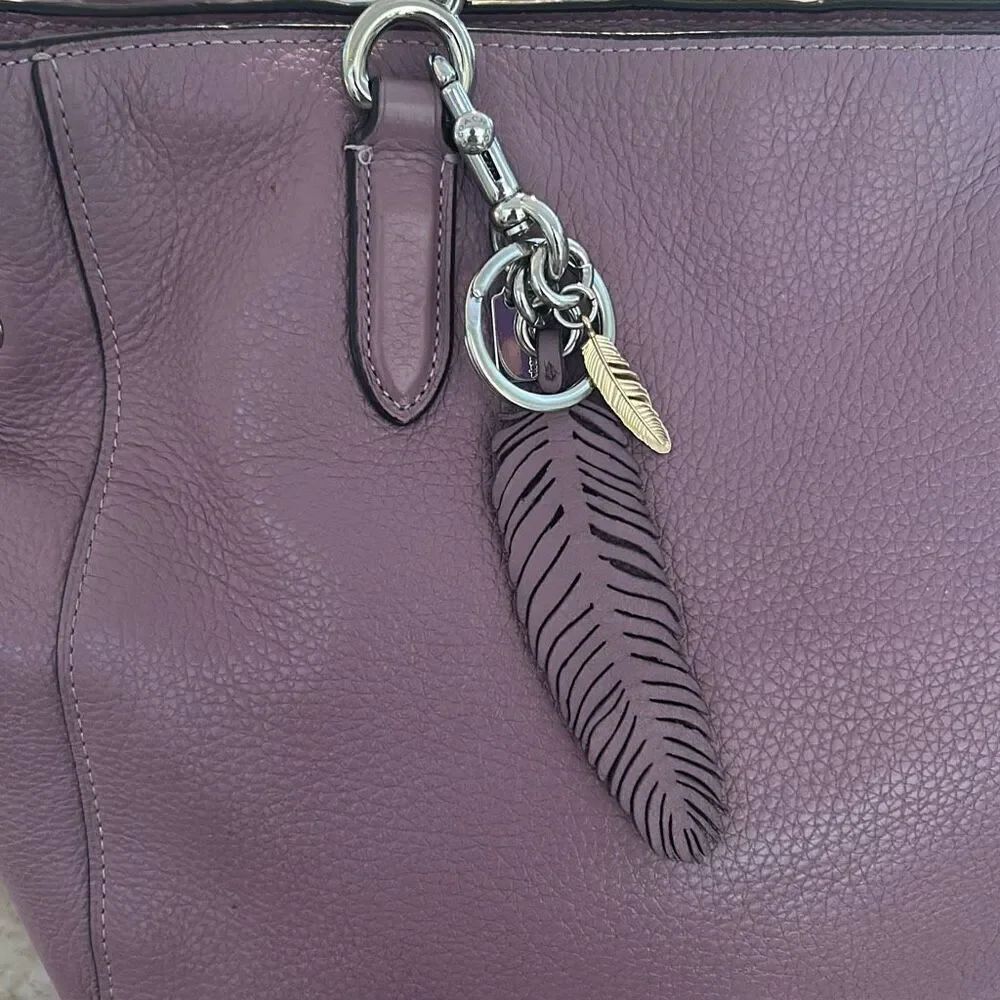 COACH Lilac Leather Feathers Keychain
